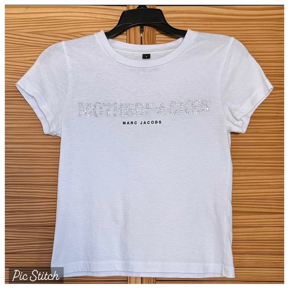 MARC JACOBS Mother Fxcker White Baby Tee  XS S Tshirt Heaven Y2K 2000s Brat love - Picture 6 of 11